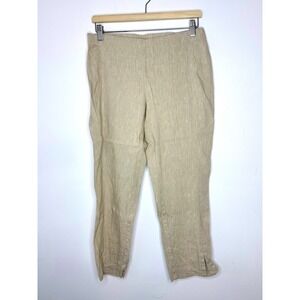 J Jill Linen Stretch Pull On Cropped Pants Beige Women's Size S Small